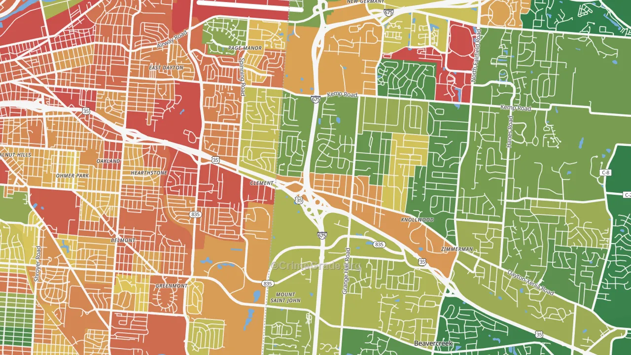 45432, OH Map of Theft Rates
