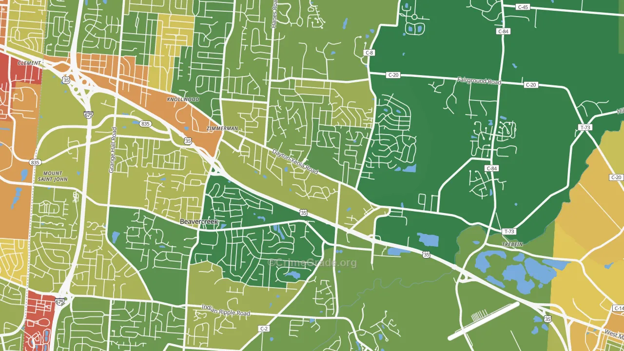 45434, OH Map of Theft Rates