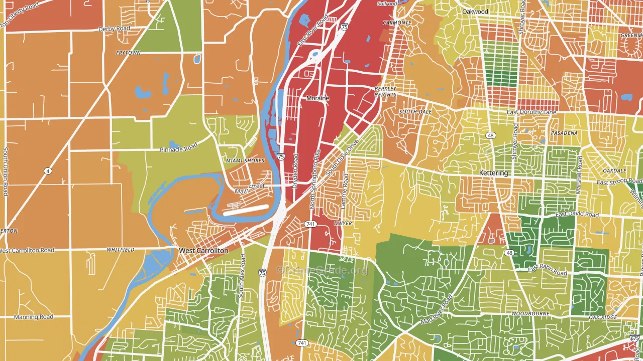45439, OH Map of Theft Rates
