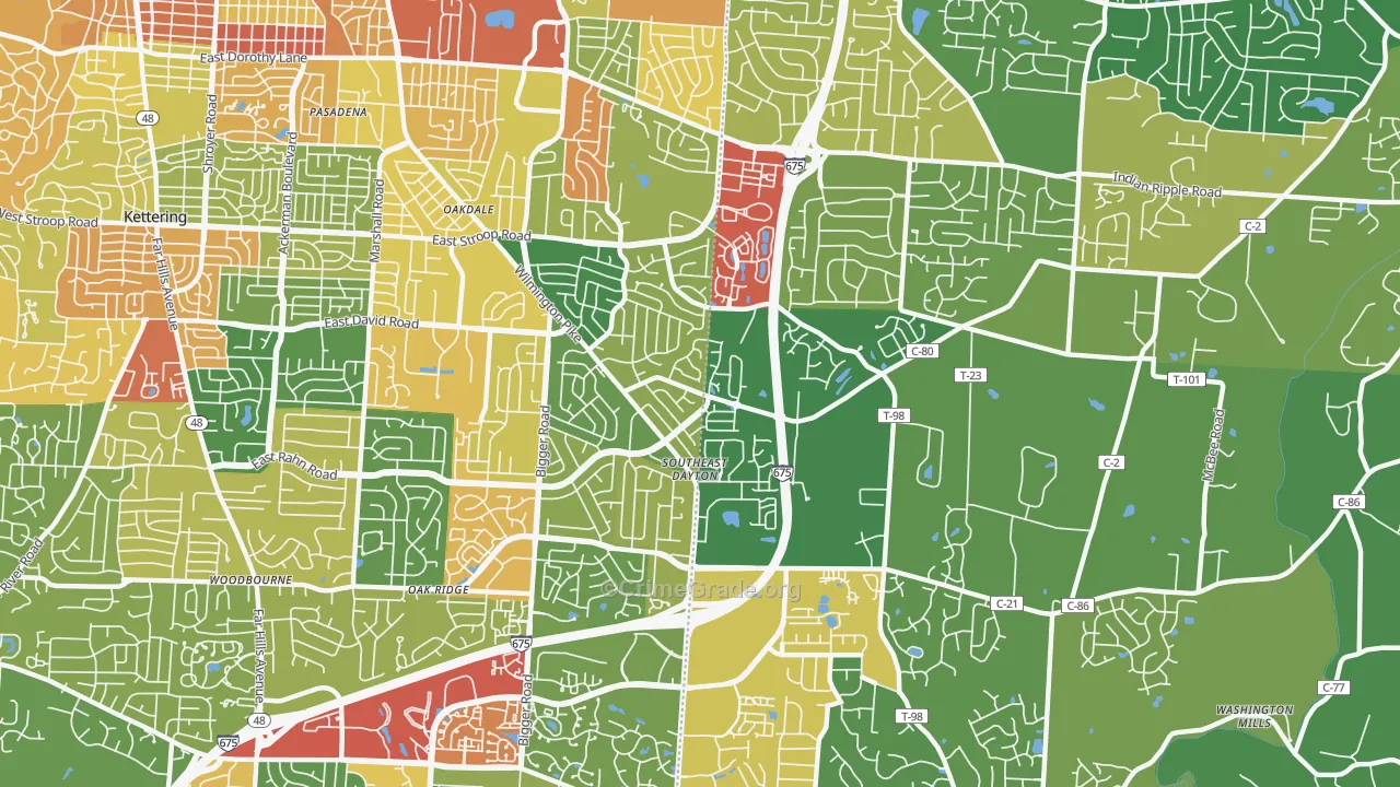 45440, OH Map of Theft Rates
