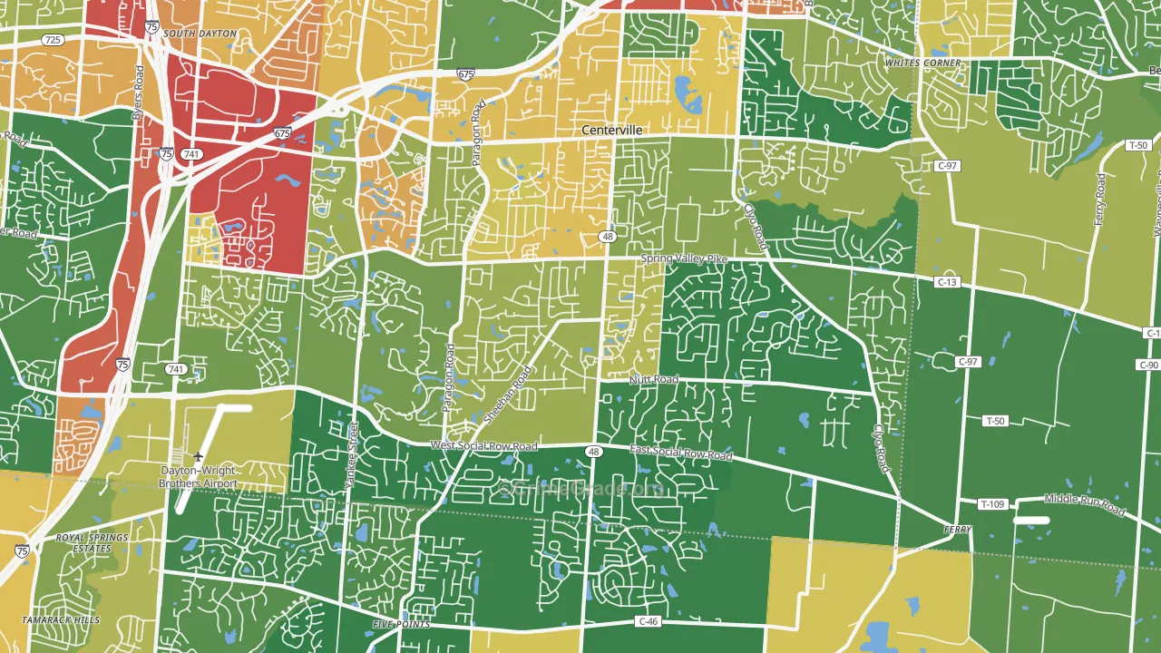 45458, OH Map of Theft Rates