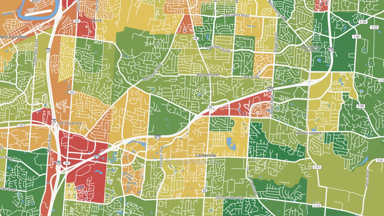 45459, OH Map of Theft Rates