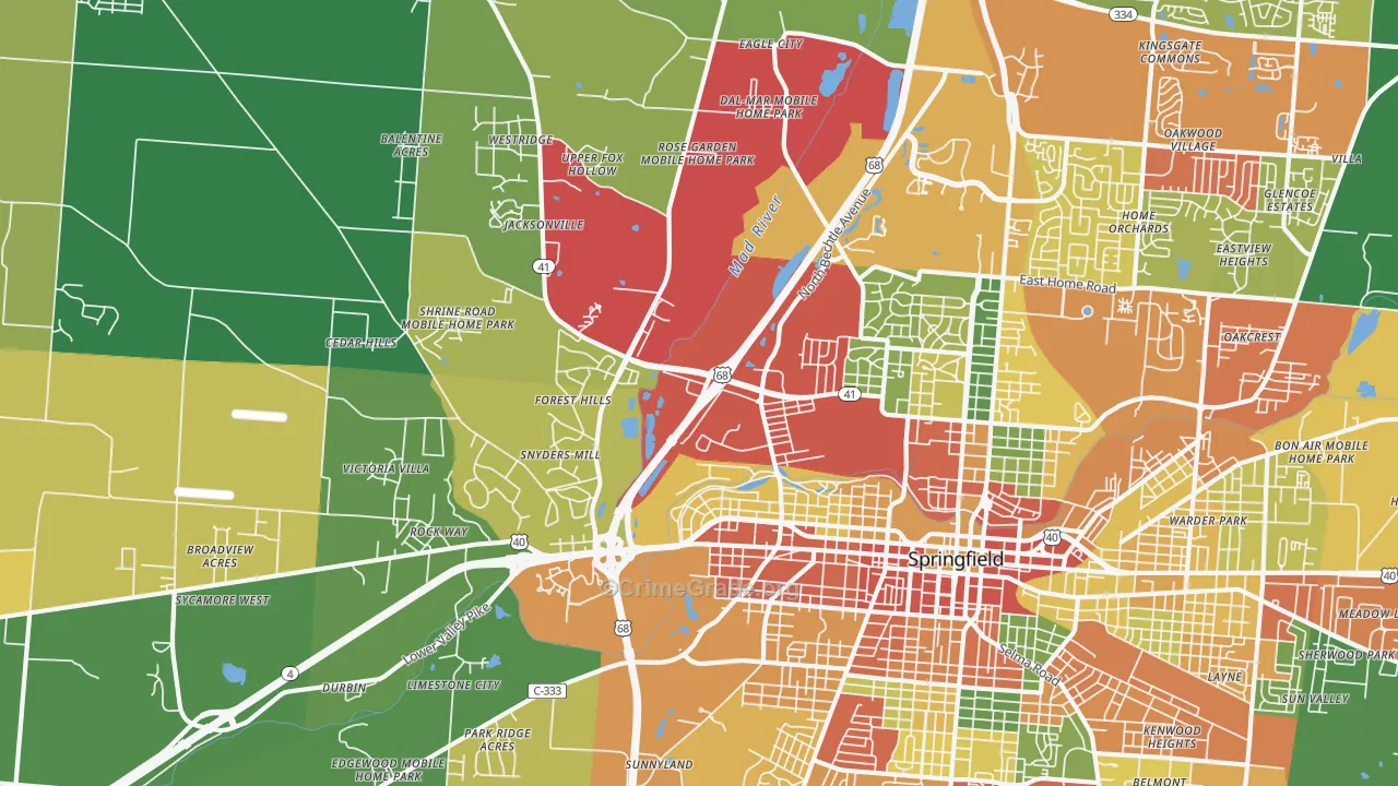 45504, OH Map of Theft Rates
