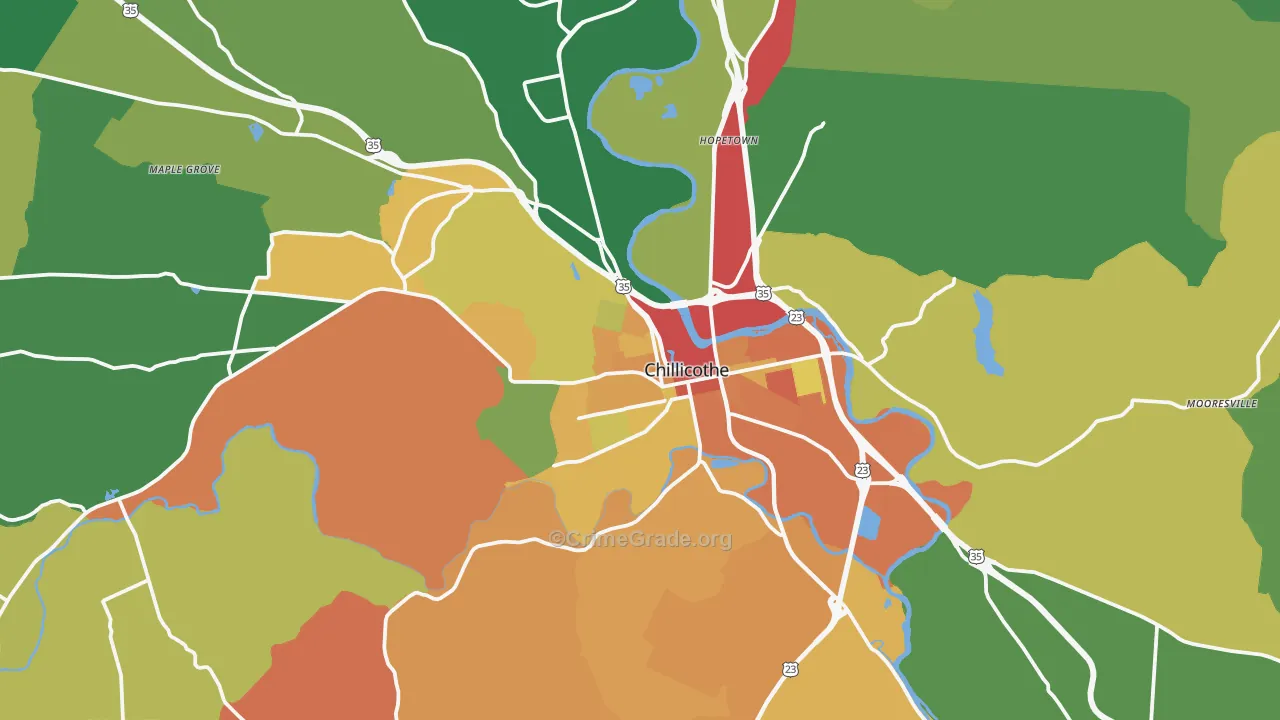 45601, OH Map of Theft Rates