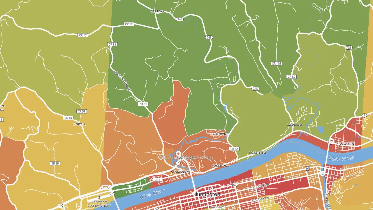 45619, OH Map of Theft Rates