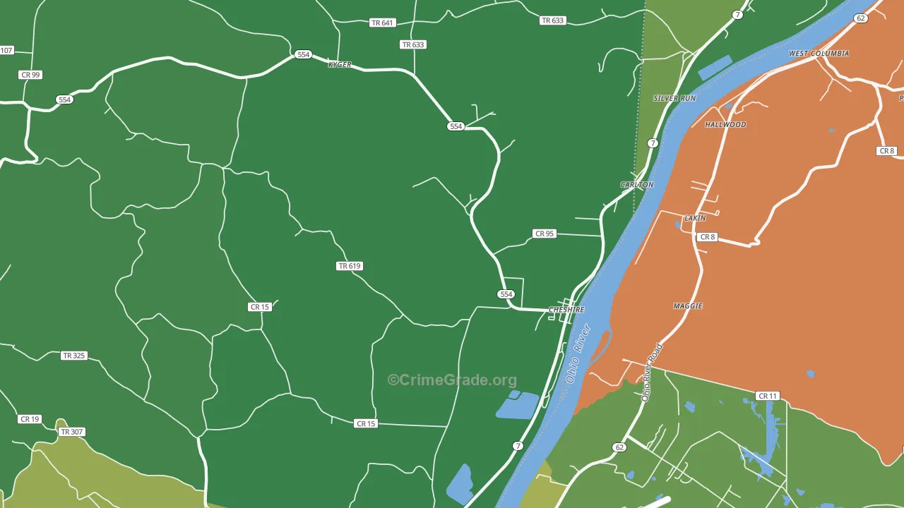 45620, OH Map of Theft Rates