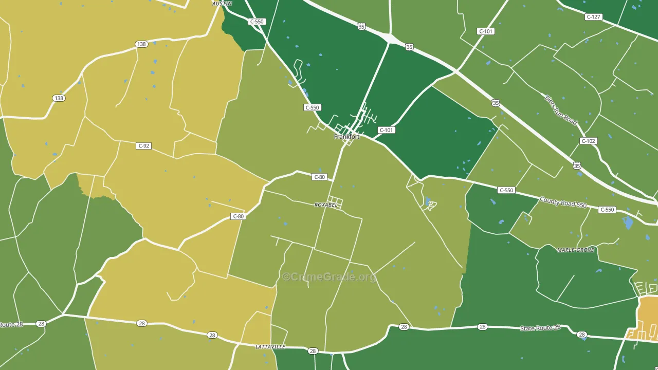 45628, OH Map of Theft Rates