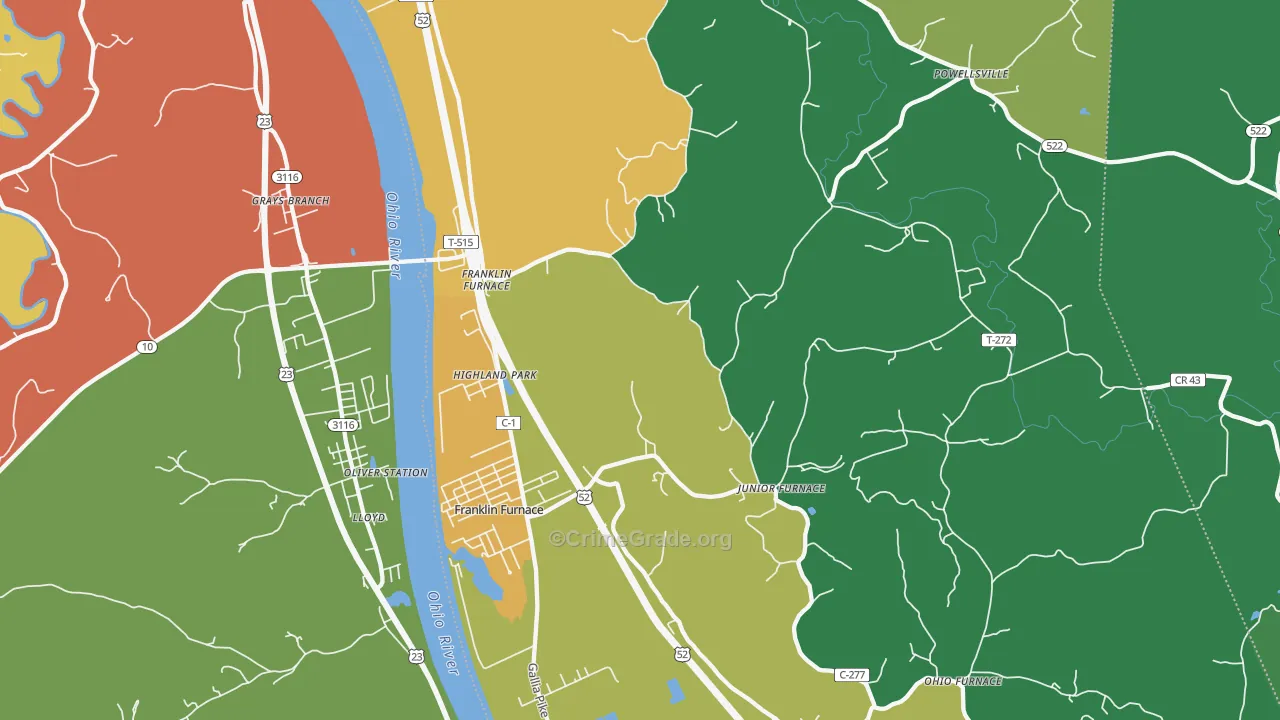 45629, OH Map of Theft Rates