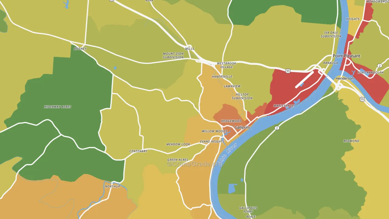 45631, OH Map of Theft Rates