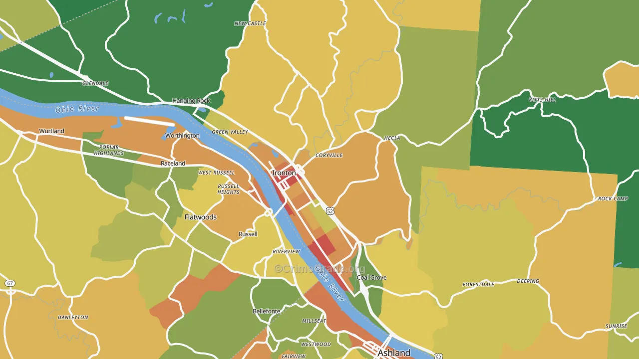 45638, OH Map of Theft Rates