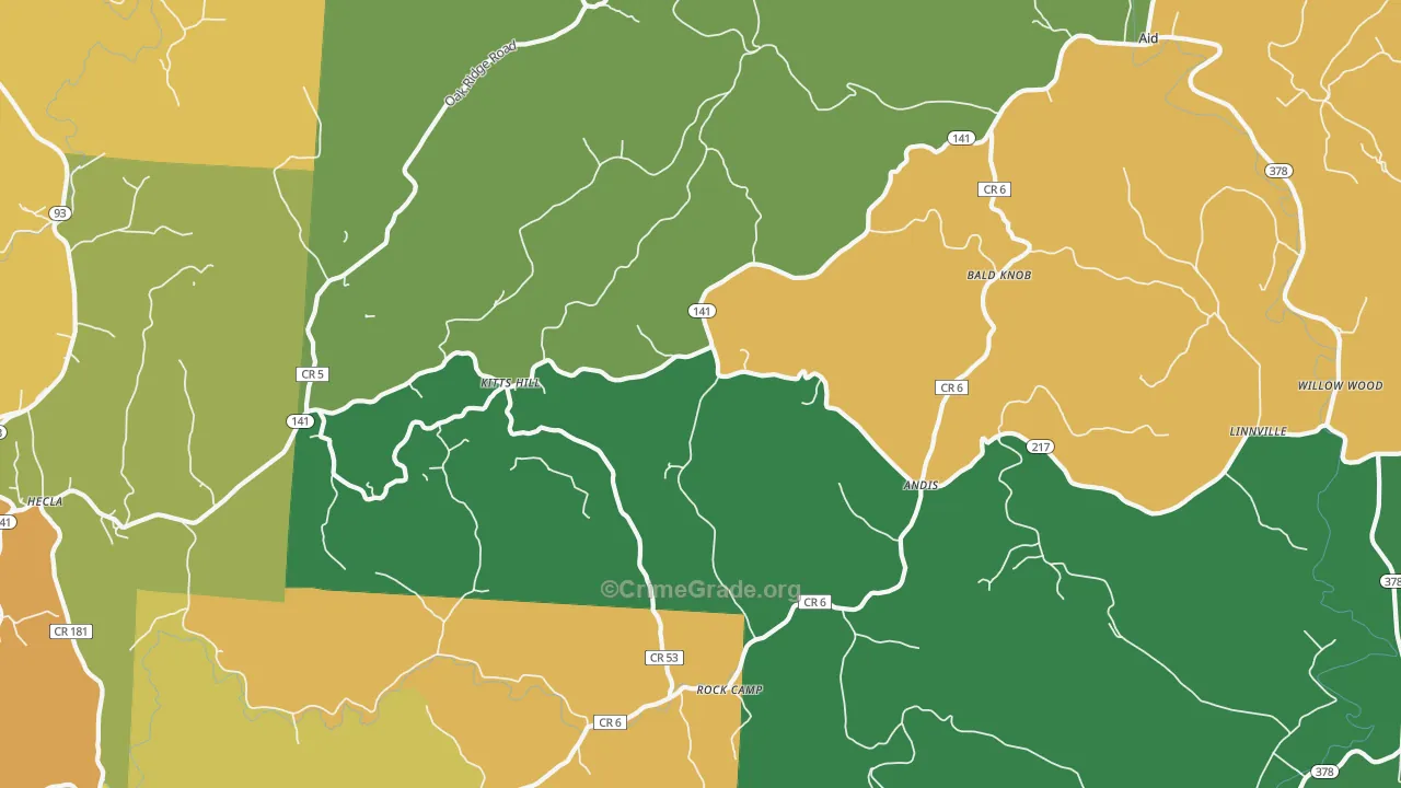 45645, OH Map of Theft Rates