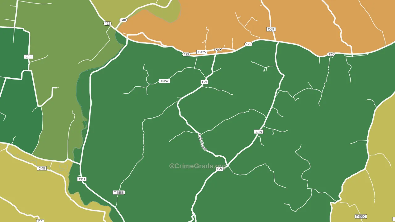 45650, OH Map of Theft Rates