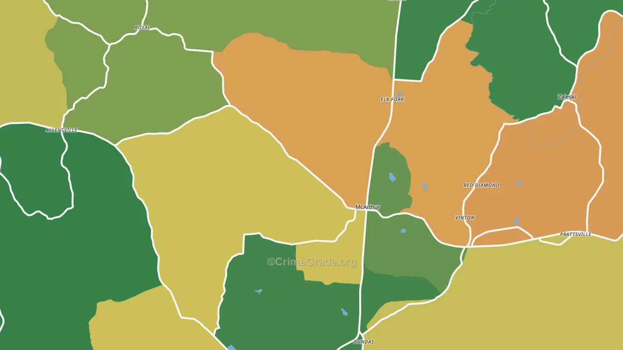 45651, OH Map of Theft Rates