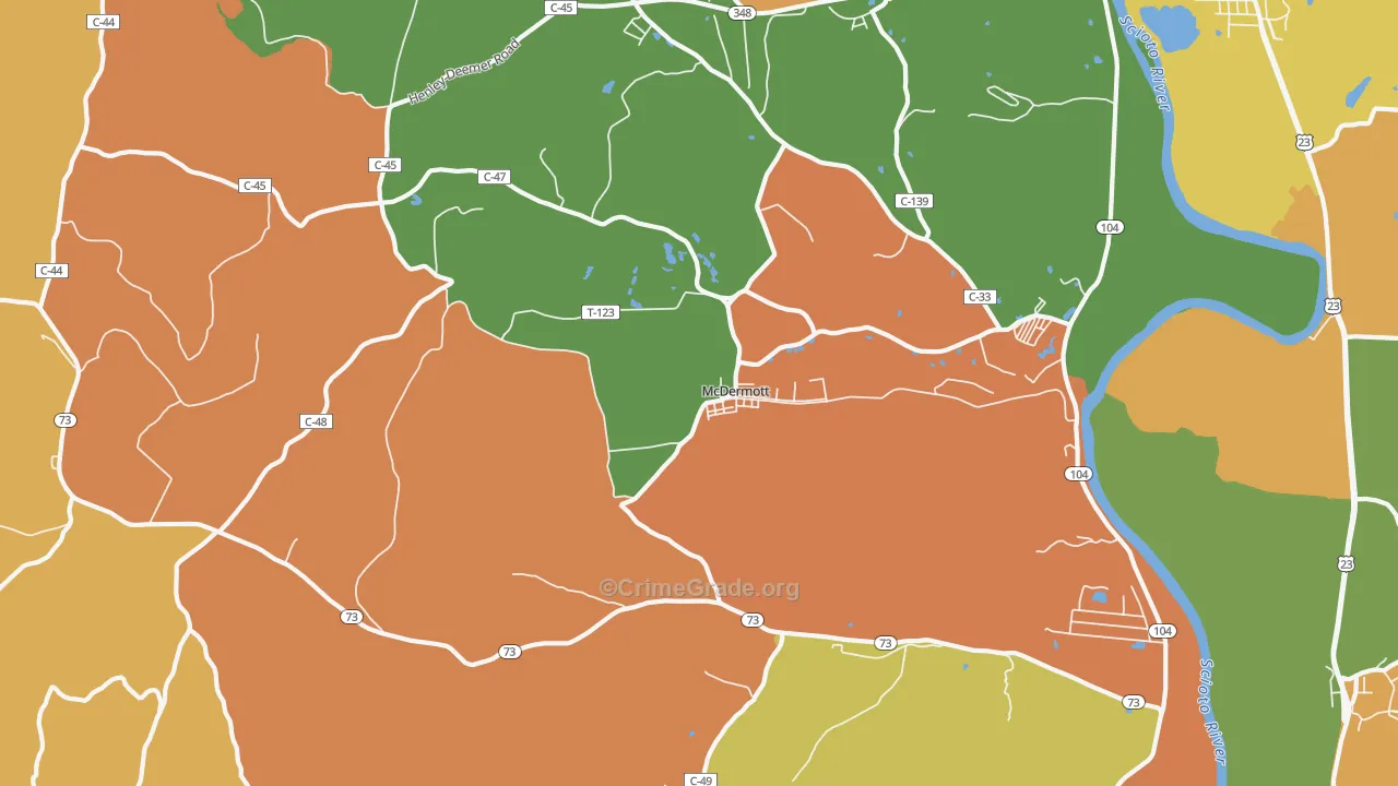 45652, OH Map of Theft Rates
