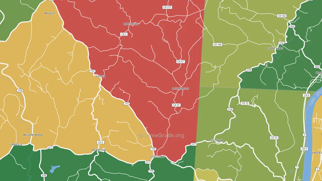 45678, OH Map of Theft Rates