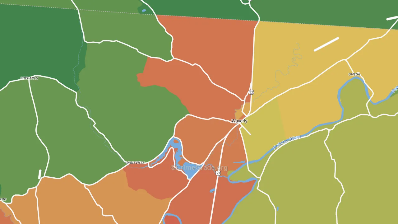 45690, OH Map of Theft Rates