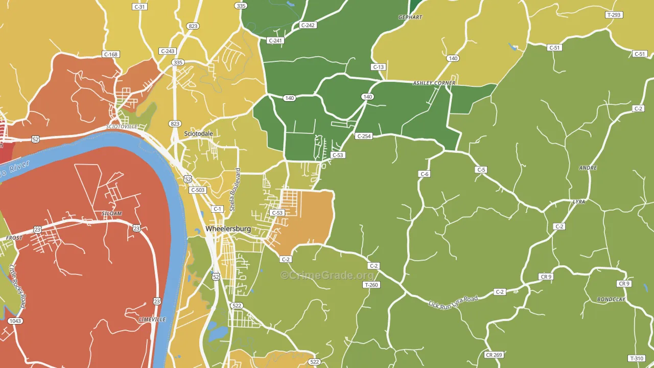 45694, OH Map of Theft Rates