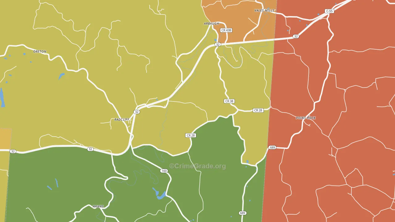 45695, OH Map of Theft Rates