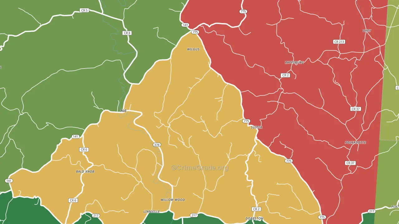 45696, OH Map of Theft Rates