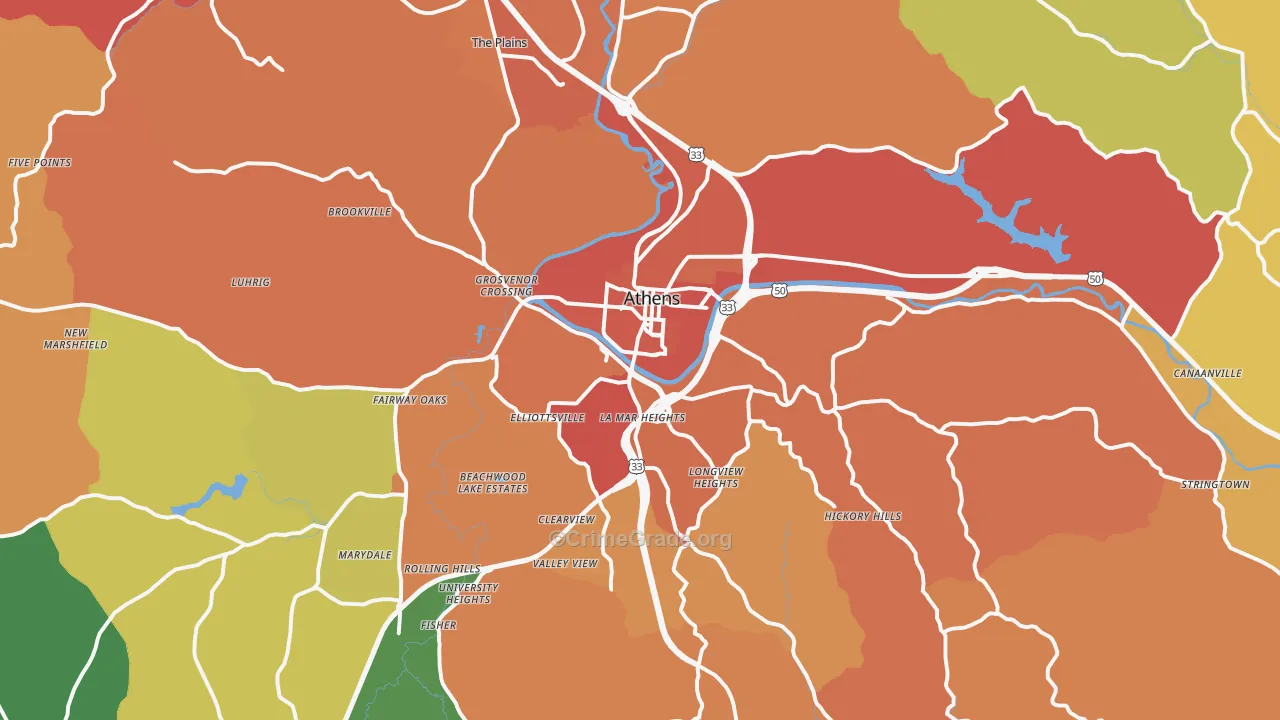 45701, OH Map of Theft Rates