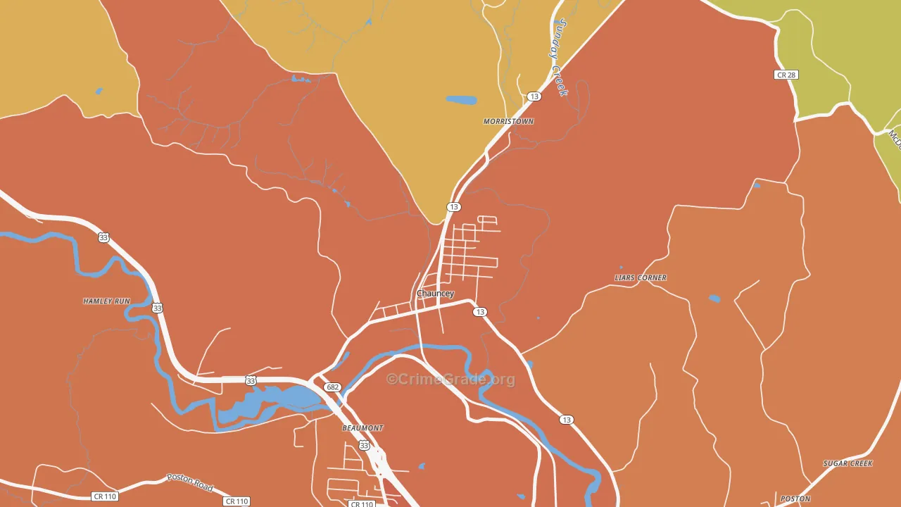45719, OH Map of Theft Rates