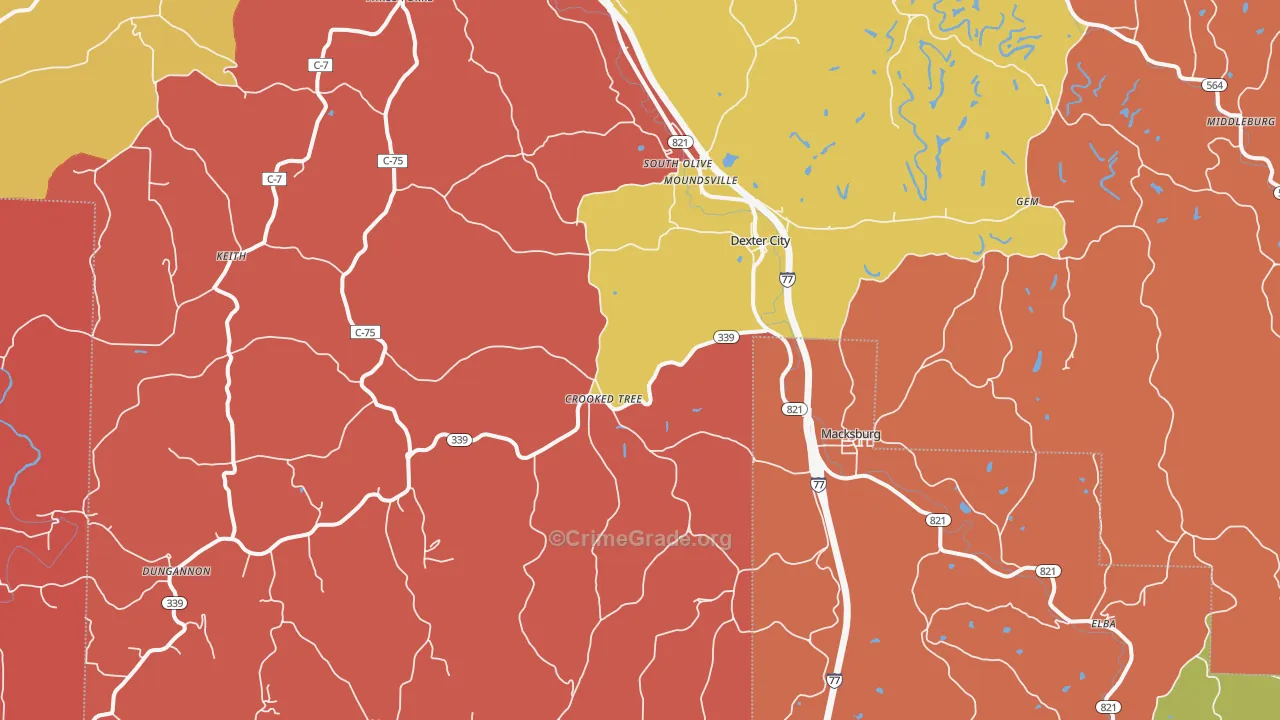 45727, OH Map of Theft Rates