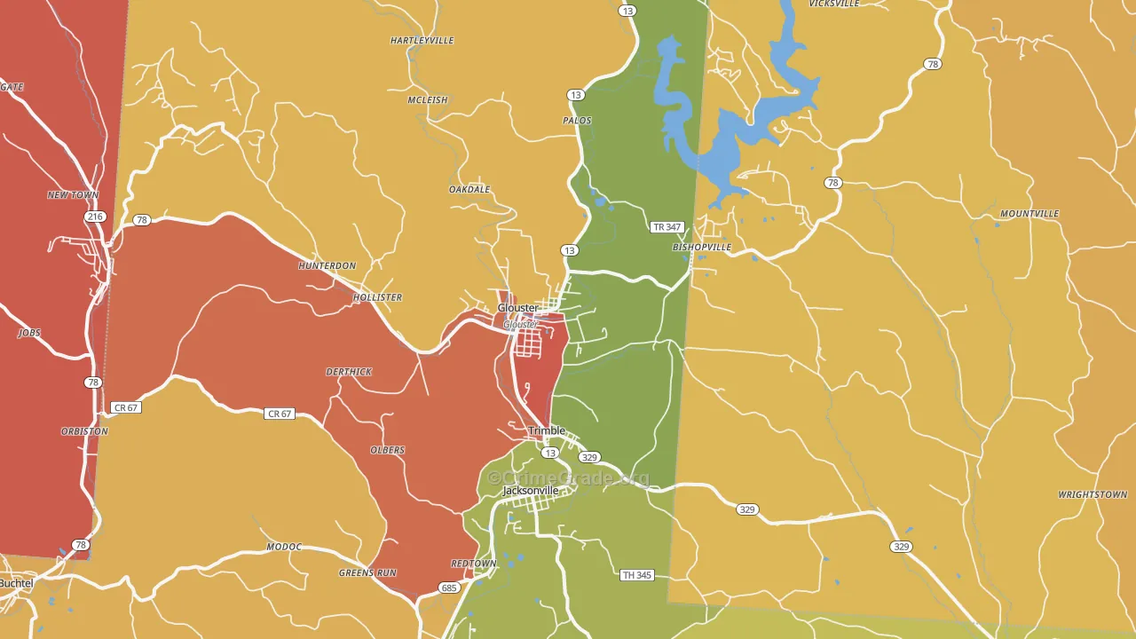 45732, OH Map of Theft Rates
