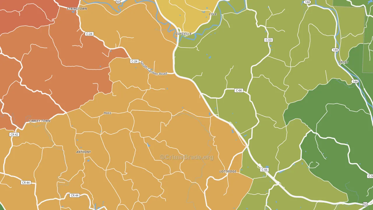 45735, OH Map of Theft Rates
