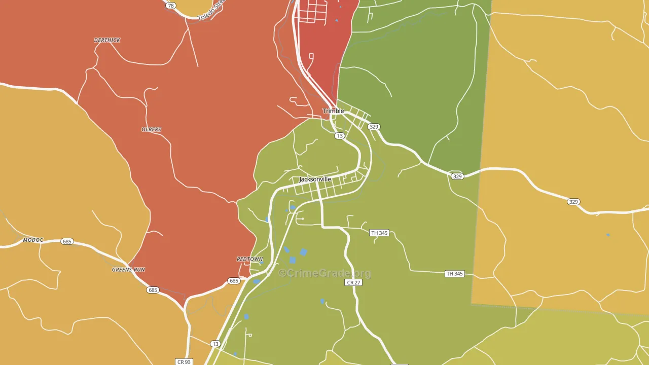 45740, OH Map of Theft Rates