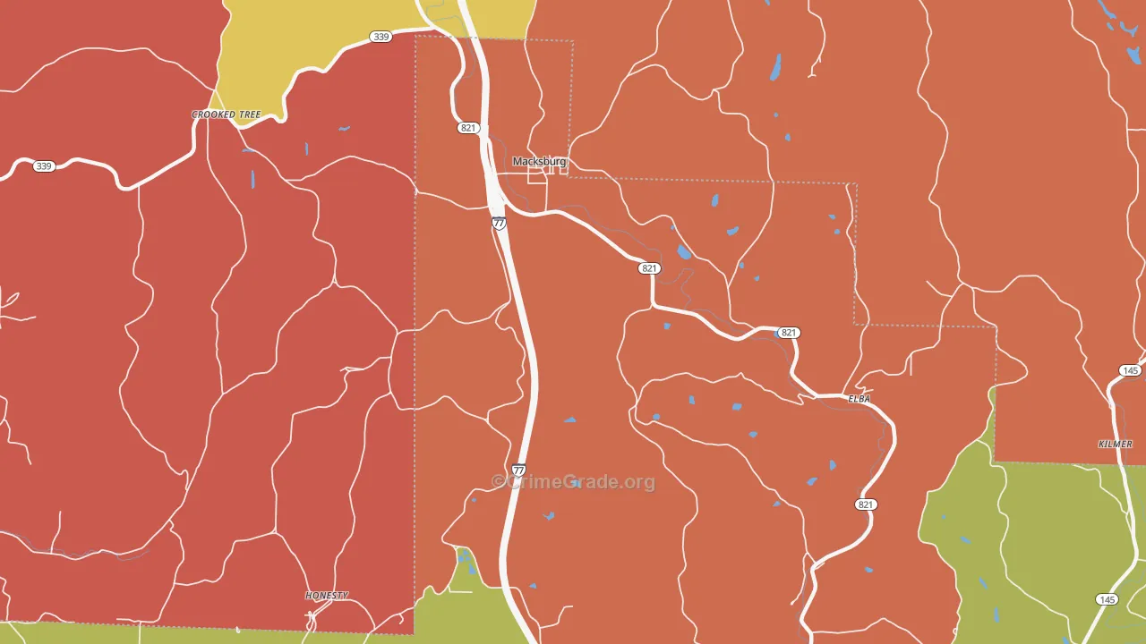 45746, OH Map of Theft Rates