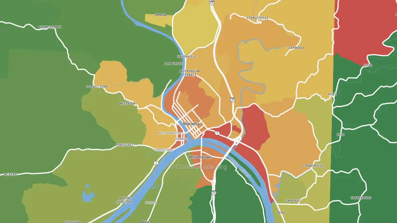 45750, OH Map of Theft Rates