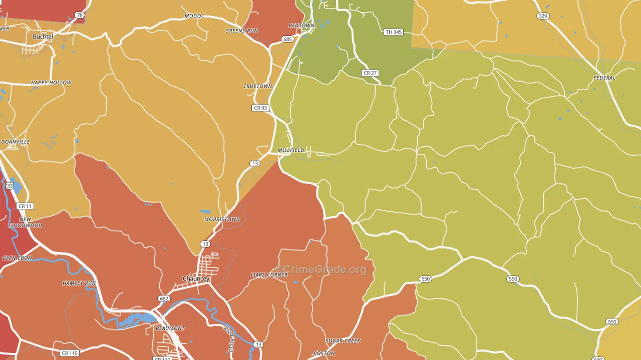 45761, OH Map of Theft Rates