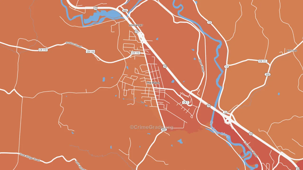 45780, OH Map of Theft Rates