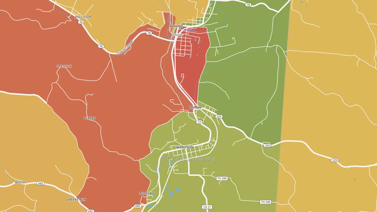 45782, OH Map of Theft Rates