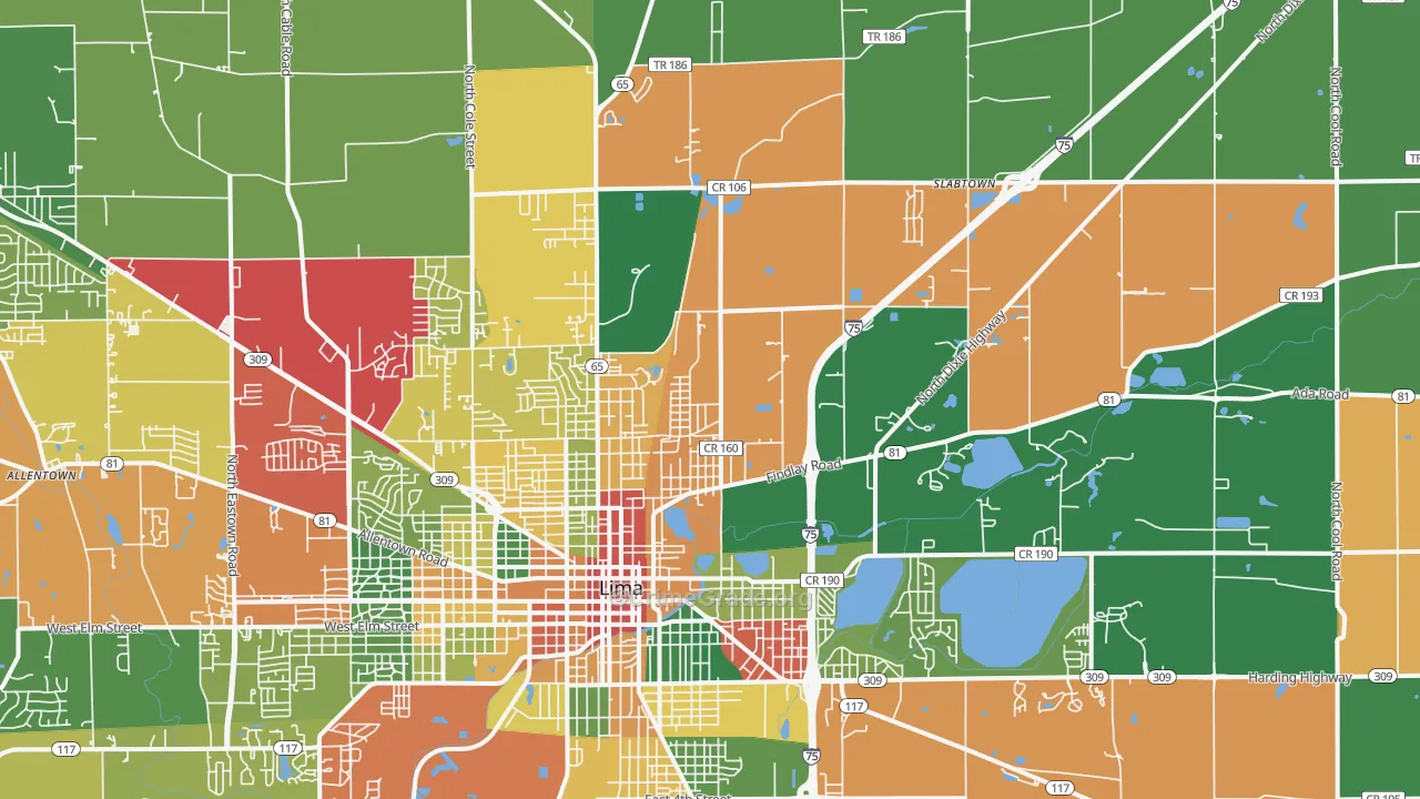 45801, OH Map of Theft Rates
