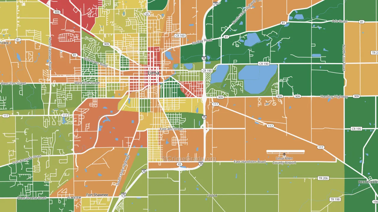 45804, OH Map of Theft Rates