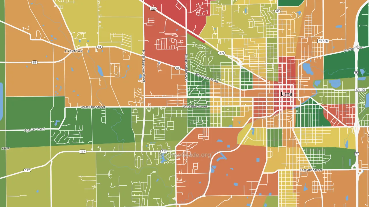 45805, OH Map of Theft Rates