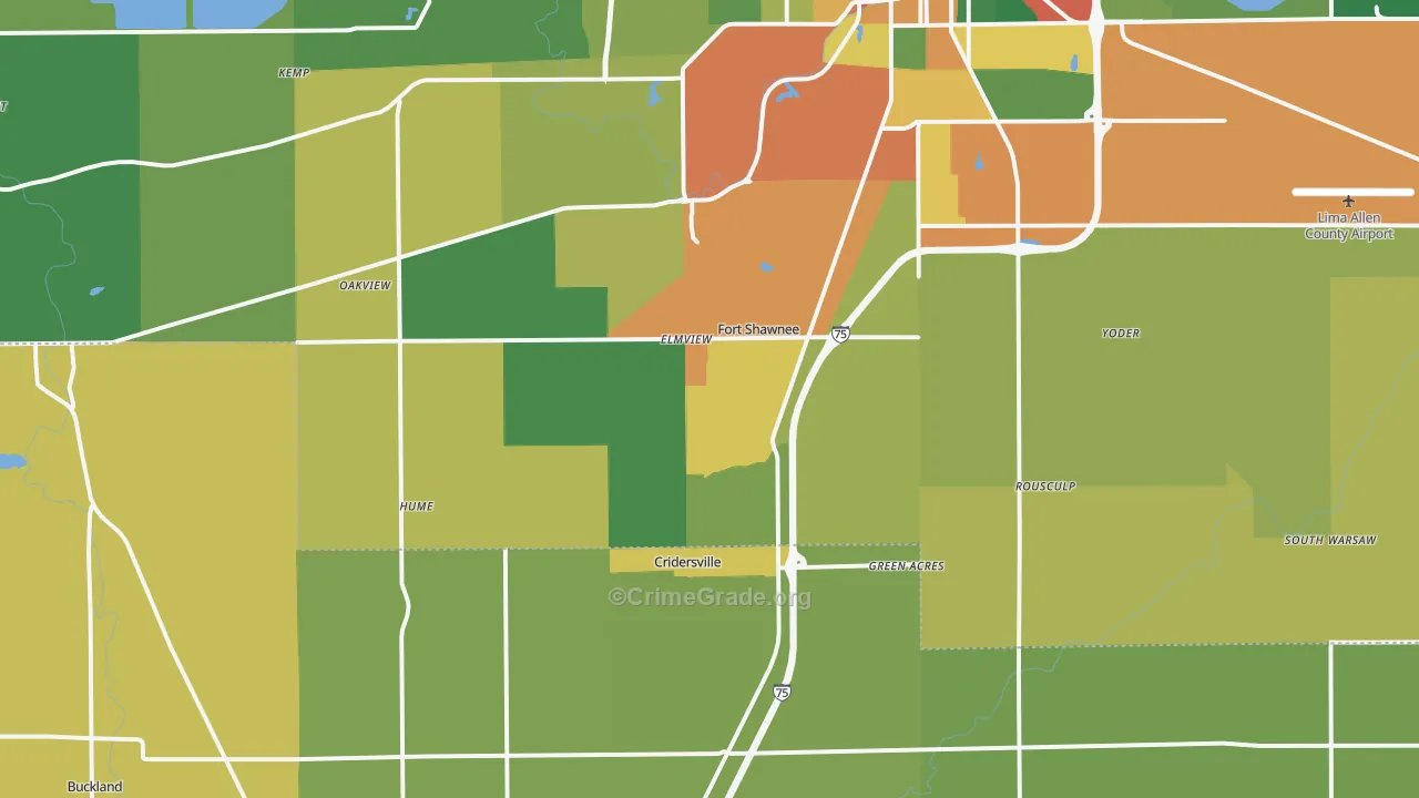 45806, OH Map of Theft Rates