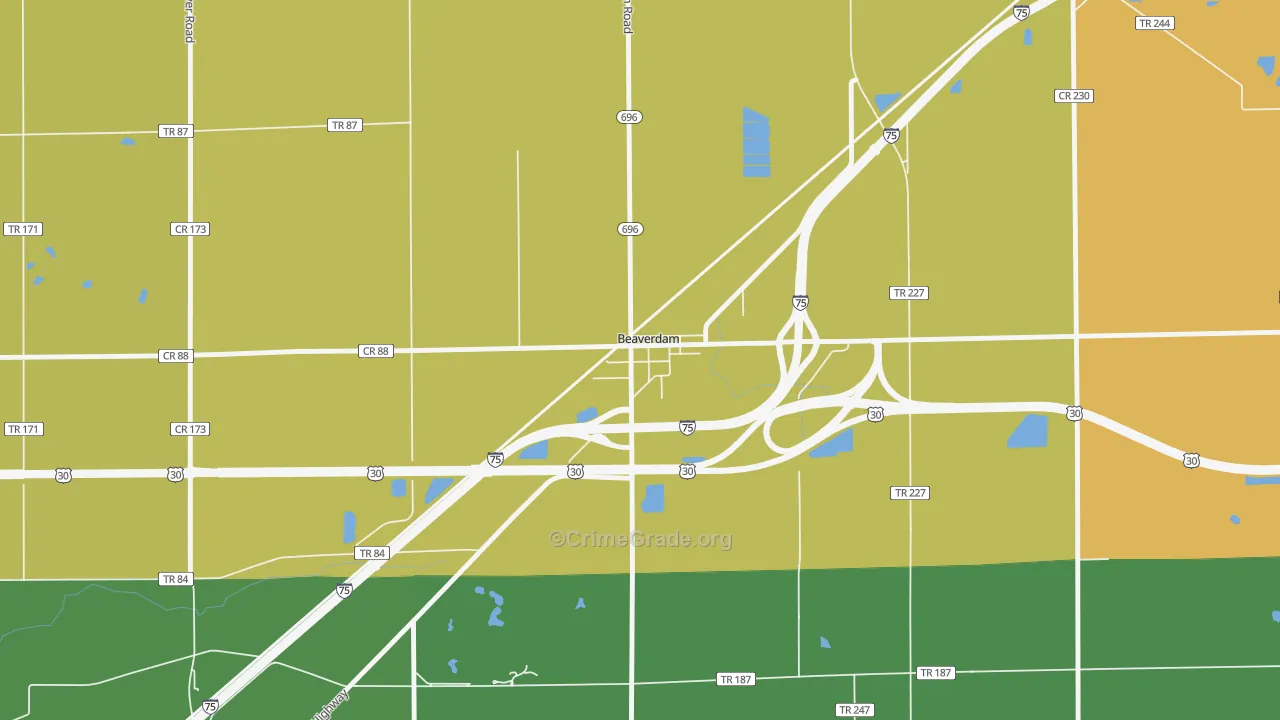 45808, OH Map of Theft Rates