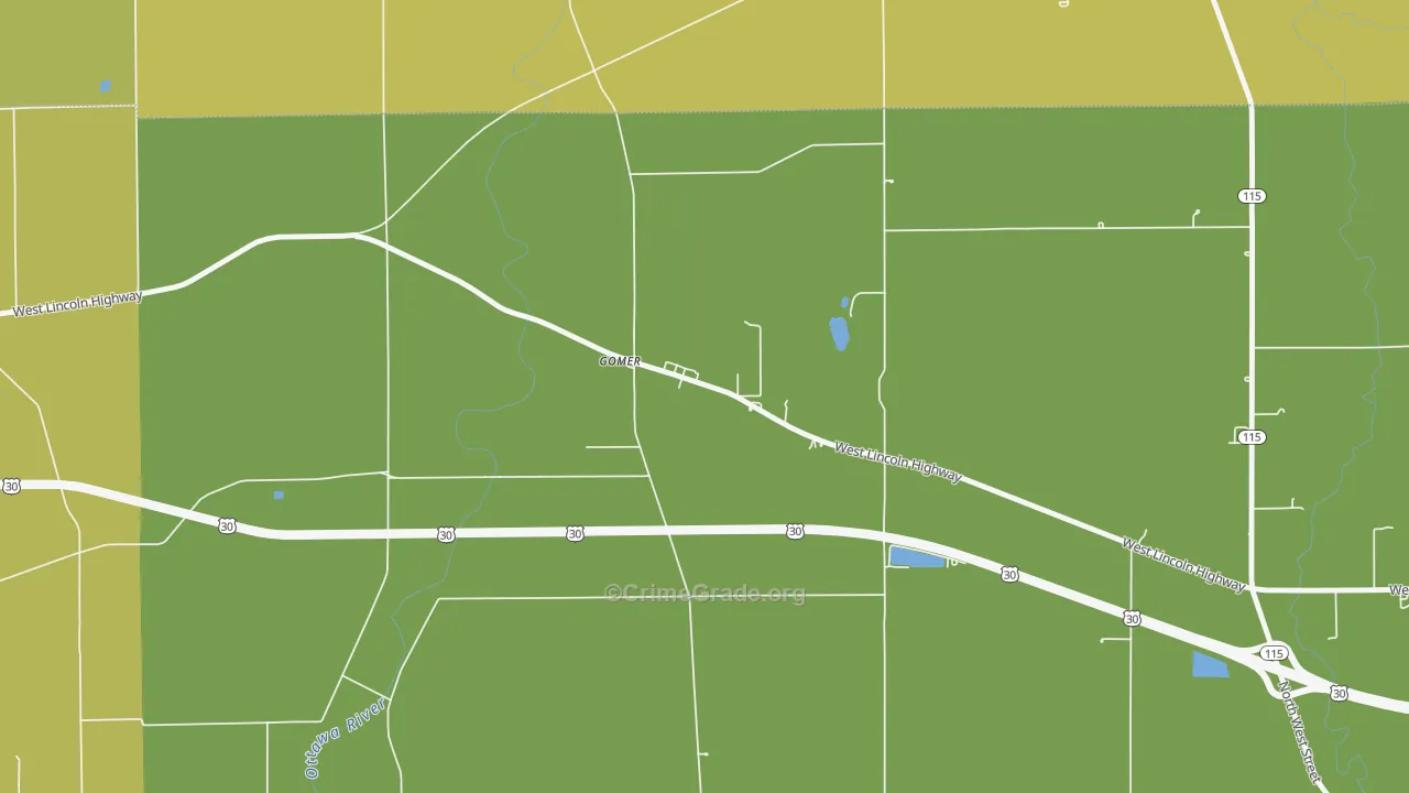 45809, OH Map of Theft Rates