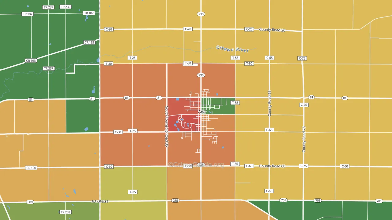 45810, OH Map of Theft Rates