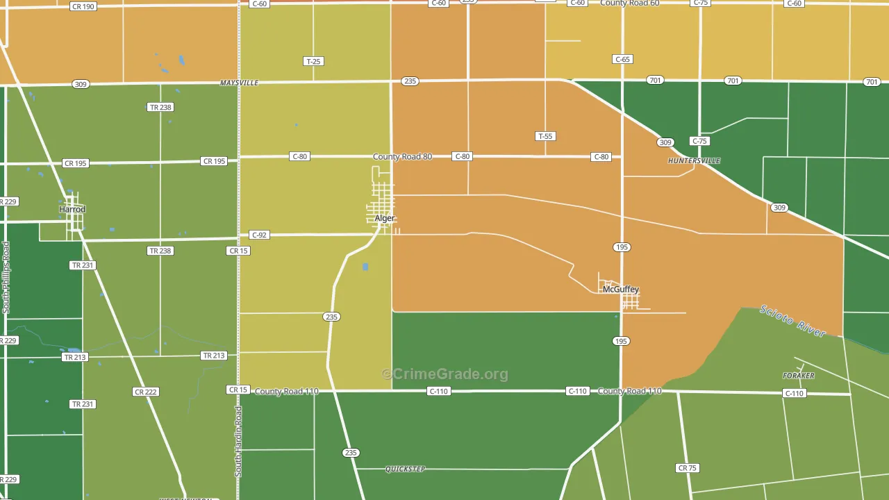 45812, OH Map of Theft Rates