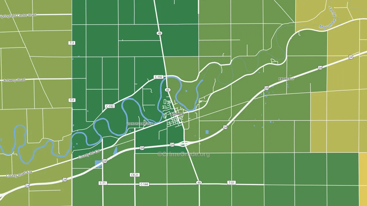 45813, OH Map of Theft Rates