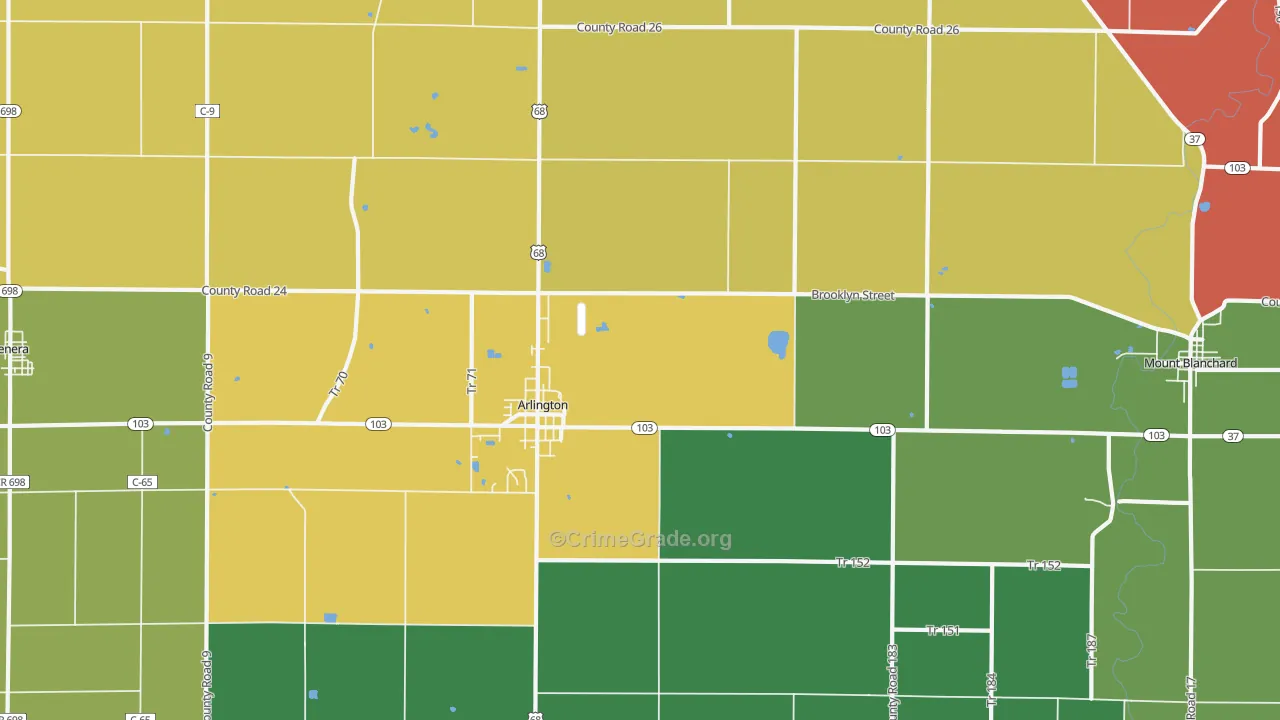 45814, OH Map of Theft Rates