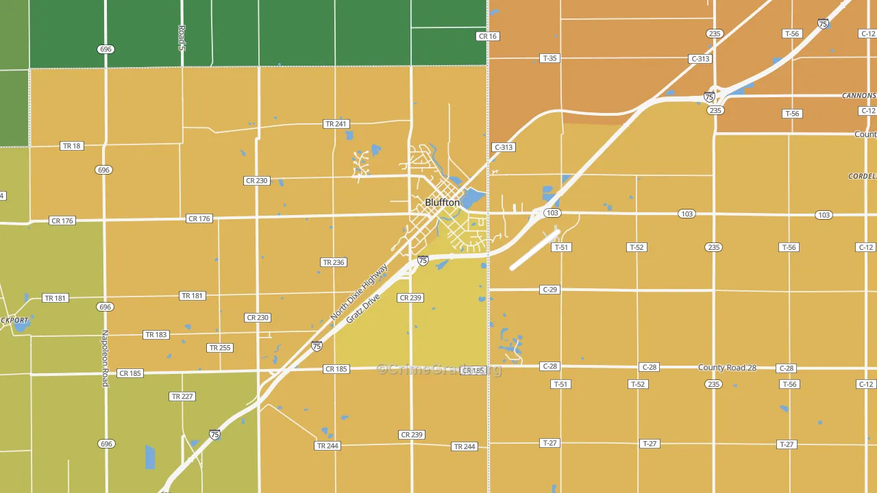 45817, OH Map of Theft Rates