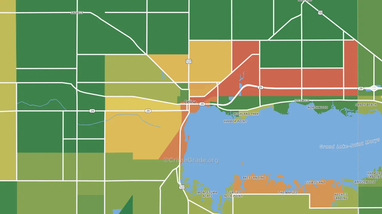 45822, OH Map of Theft Rates