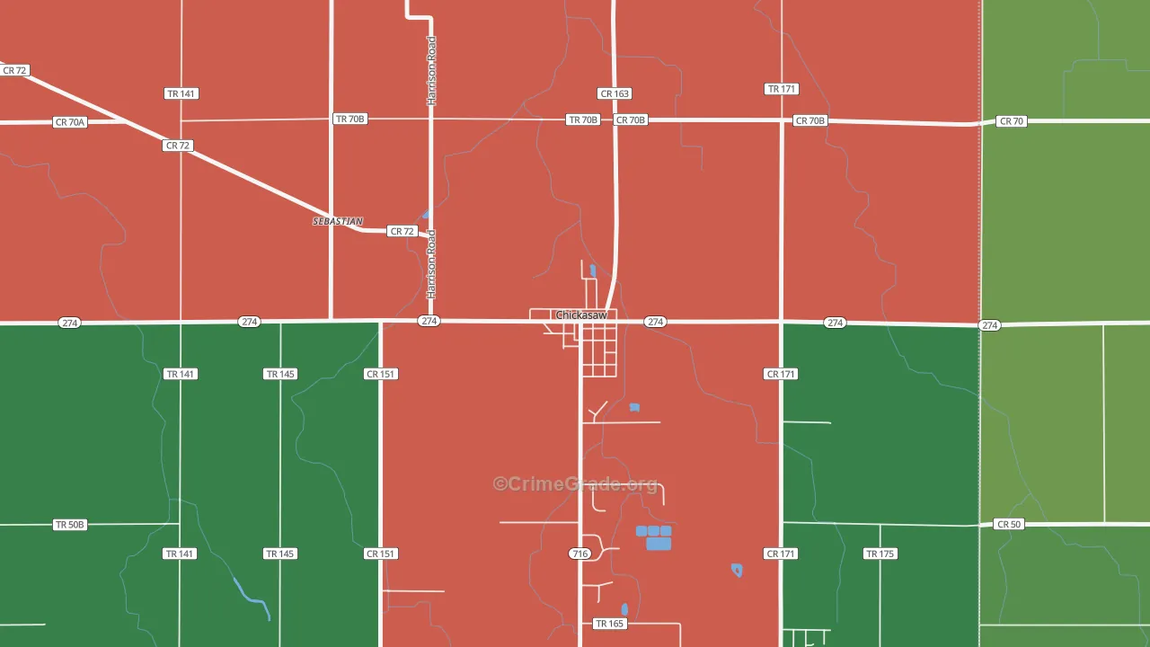 45826, OH Map of Theft Rates