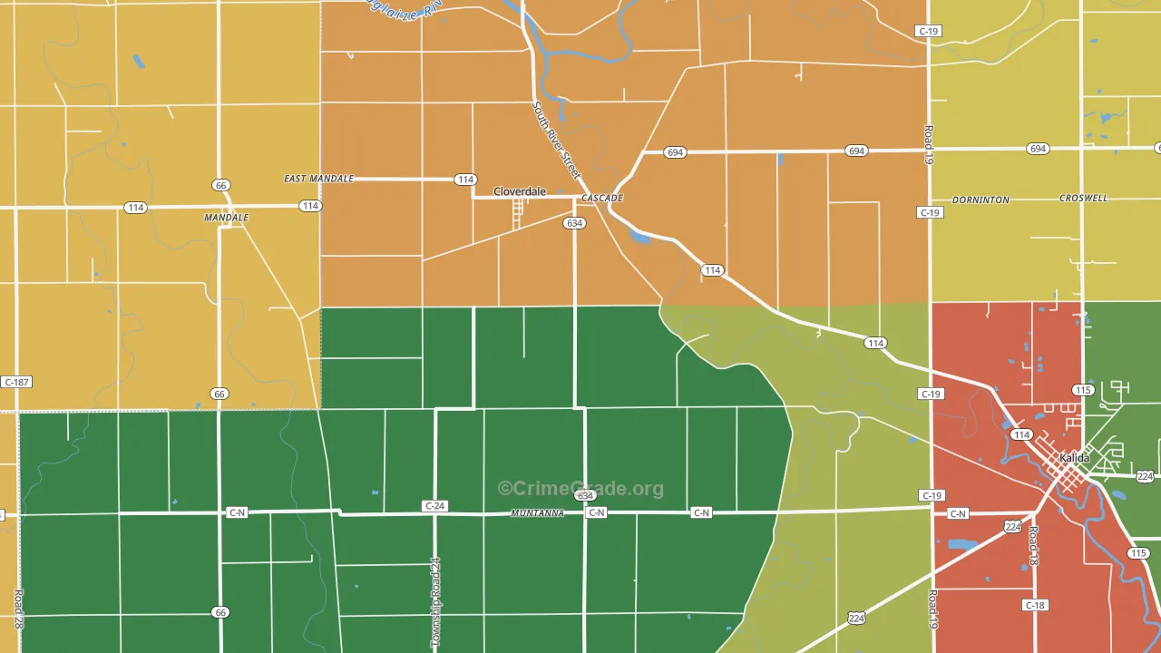 45827, OH Map of Theft Rates