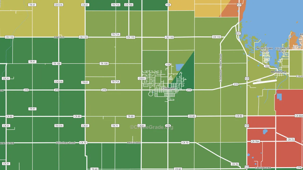 45828, OH Map of Theft Rates