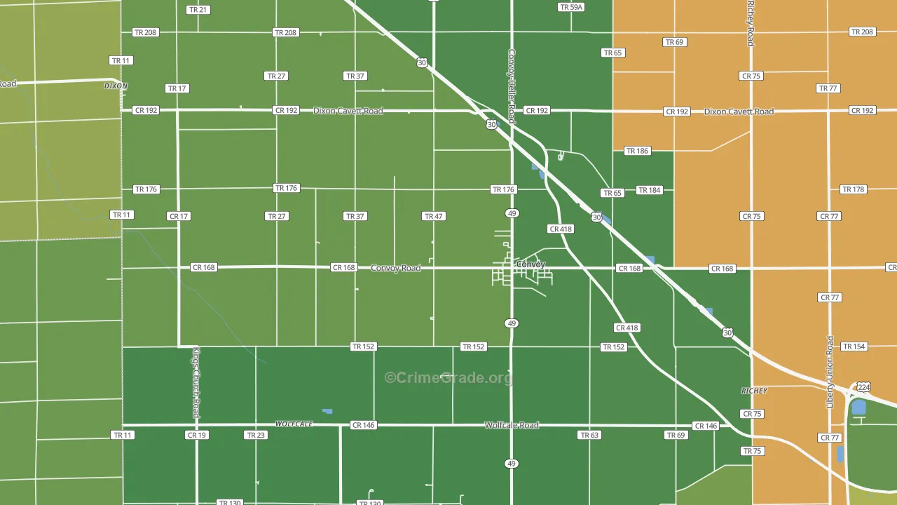 45832, OH Map of Theft Rates